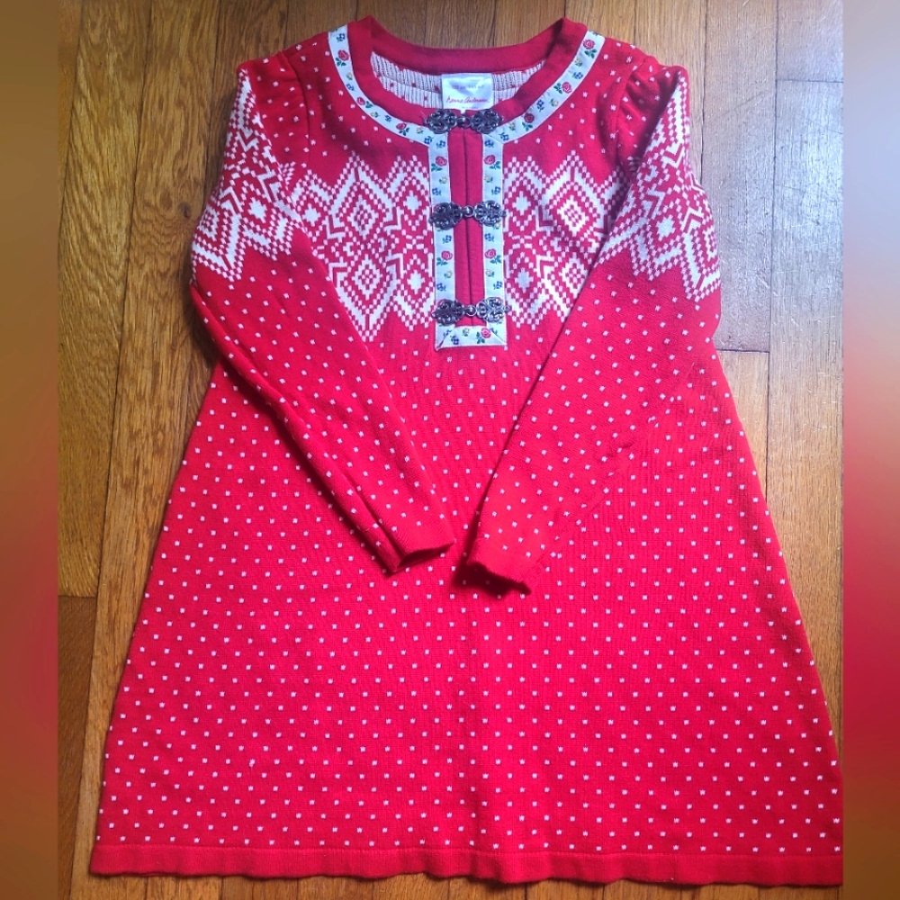 Hanna Anderson Red Sweater Dress Size 6-7/120 CM